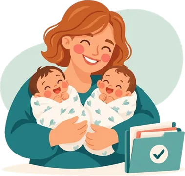 Pack monoparental de trámites por nacimiento de gemelos para madres solteras — BBTramit