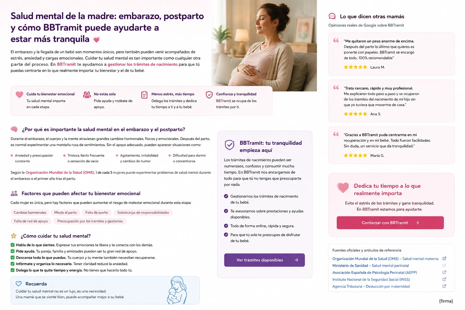 Salud mental de la madre en el embarazo y después del nacimiento: cómo reducir el estrés y vivir esta etapa con más tranquilidad